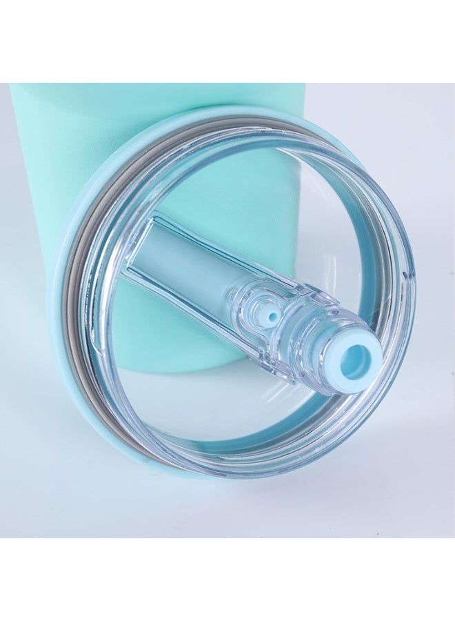 غطاء كوب مانع للتسريب بفتحتين للشرب، تصميم مريح وسهل الاستخدام، لون أزرق فاتح، مناسب للمشروبات الساخنة والباردة - Image 4